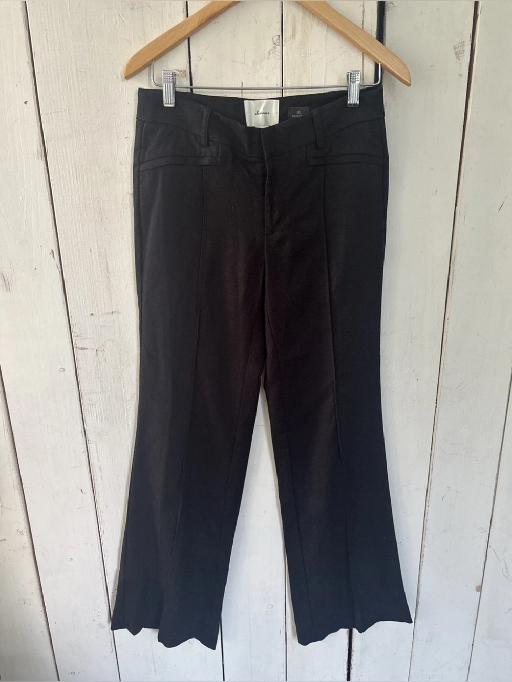 Anthropologie Elevenses The Brighton black tweed wide leg trousers size 4 Pants